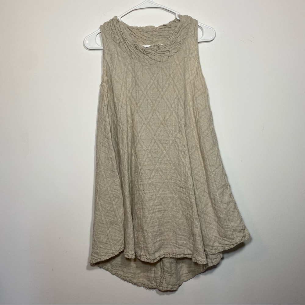 COPY - Eterea Women Size S 100% Flax Made in Italy Tunic Dress Shirt Tank Pleat…